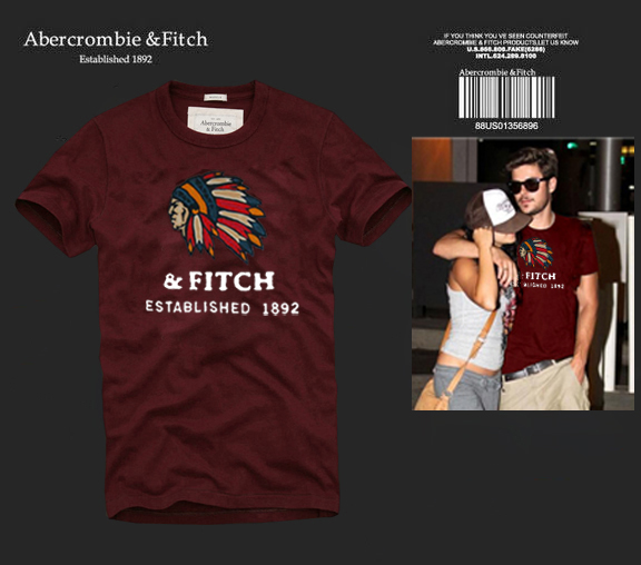 Abercrombie Fitch Hombres De Cuello Redondo Con Gente Fotos Corto Remera AF5672
